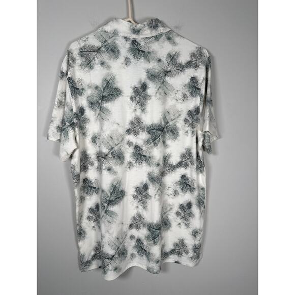 Vrst New Men's Cream Rainwater Leaves Print Golf Polo Large UV Protection - Picture 5 of 10